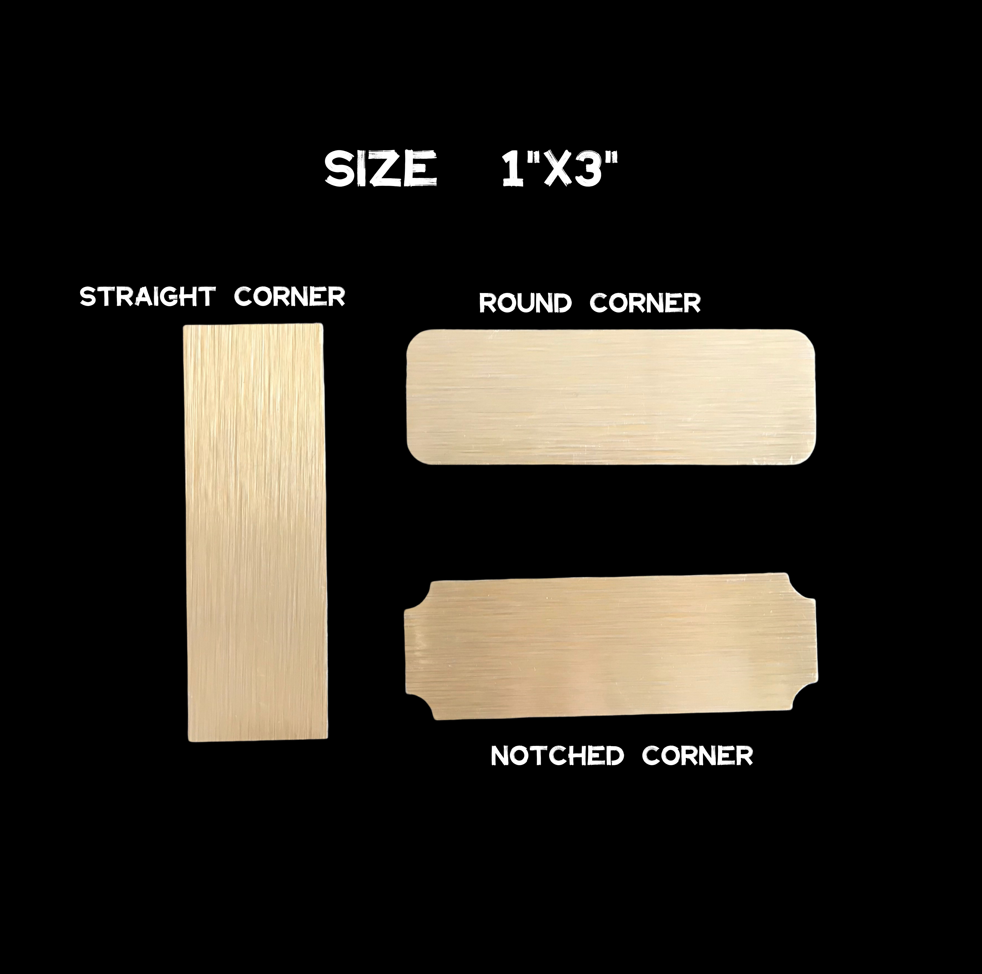 Doré Brossé 1 "x3" X0.45mm Coin Rond Sans Trous