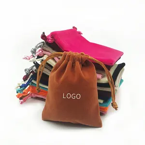 Wholesale Packaging Jewelry Velvet Pouch Drawstring Gift Bags WIth Custom LOGO