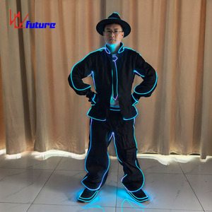 Set di Costumi da Ballo Fluorescenti ad Alta Visibilità <span class=keywords><strong>MJ</strong></span> con Cappello Fedora per Spettacoli Teatrali, Feste, Concerti - Disponibile all'Ingrosso - Product Image 1