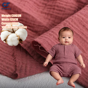 Rouleaux en gros de tissu mousseline double gaze 100% coton, doux, plissé, uni, blanc teint, pour emmaillotage bébé, à prix abordable - Product Image 1