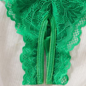 2026 Best Verkochte Groothandel Seksondergoed: Groene Kanten Driehoekige Beker, Comfortabel En Ademend, Open En - Product Image 4