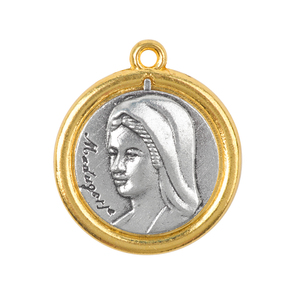 Médaille double face Divine Miséricorde et Vierge Marie en alliage or et argent, pendentif catholique pour chapelet - Product Image 4