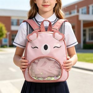 <span class=keywords><strong>Mochila</strong></span> Infantil Personalizada con Orejas de Animales en 3D, Impermeable, de PU, para Niños y Niñas en Edad <span class=keywords><strong>Preescolar</strong></span>, con Bolsillo <span class=keywords><strong>Transparente</strong></span> de Lentejuelas - Product Image 3