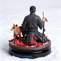 Figurine de samouraï japonais avec renard, statue de collection, décoration feuille d'érable d'automne pour adultes, en boîte