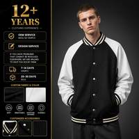 Veste universitaire pour homme en mélange de coton, col côtelé rayé, boutons-pression, style baseball, logo personnalisé, streetwear