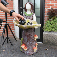 Statue de fée de la forêt avec plateau à feuilles Figurine en résine peinte à la main pour la décoration intérieure Art cadeau de vacances