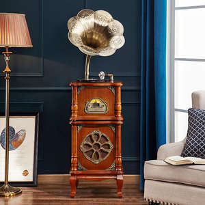 Tocadiscos de Vinilo de 3 Velocidades con Bluetooth, Bocina de Cobre, Mueble Decorativo Vintage, Audio de Alta Fidelidad - Product Image 4