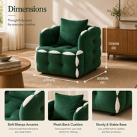 Fauteuil d'appoint moderne en velours vert avec garniture en sherpa et dossier rembourré pour salon