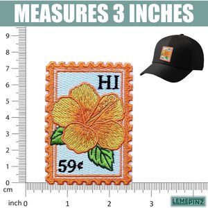 Patch brodé Hibiscus Hawaïen 3 pouces, thermocollant ou à coudre, applique de voyage en tissu feutre non tissé - Product Image 3