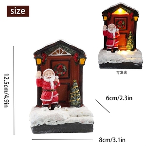 Cabaña de Santa Claus, pequeña casa luminosa, nieve, adornos navideños, regalos de Navidad, decoraciones, funciona con pilas - Product Image 3