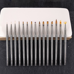 New Metal Pen Holder Nail <b>Brush</b> Set of 15 Nail Salon Exclusive Customizable Personal Brand logo Nail <b>Brushes</b> - Product Image 2