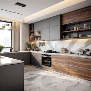 خزانة مطبخ غانا بيضاء ورنيش الحيوانات الأليفة عالية اللمعان تصميم خزانة مطبخ صغيرة للمطابخ الصغيرة - Product Image 6