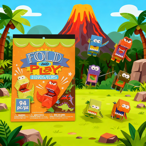 Kit de bricolage en papier pour dinosaures à plier et à jouer, 94 pièces - Jouets éducatifs en origami pour le jeu créatif et l'<span class=keywords><strong>apprentissage</strong></span> des enfants - Product Image 1