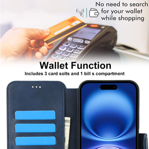 Étui de <span class=keywords><strong>téléphone</strong></span> à rabat en cuir PU magnétique avec porte-cartes et <span class=keywords><strong>protection</strong></span> intégrale 360° pour iPhone 17/16/15/14/13/12 antichoc - Product Image 4