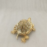 Nouvelle statue en métal émaillé d'animal réaliste, petite taille, sculpture de tortue en métal pour cadeau du Nouvel An