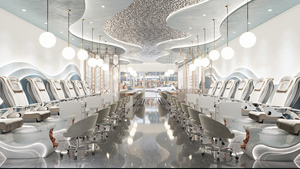 Estación de uñas grande moderna de lujo para spa y salones de belleza al por mayor personalizada con iluminación LED para centros comerciales - Product Image 5