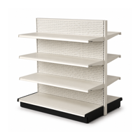 Étagère de supermarché double face avec panneau perforé, présentoir de vente au détail, étagère d'îlot pour épicerie, étagères métalliques réglables pour magasin