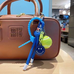 Wholesale Colourful <b>Rope</b> Tennis Ball Keychain Cute Smiling Face Keychain for Bag Pendant - Product Image 5