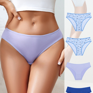 Braguitas de mujer al por mayor, multicolor, transpirables, estilo informal, de cintura media, brillantes, para uso diario - Product Image 1