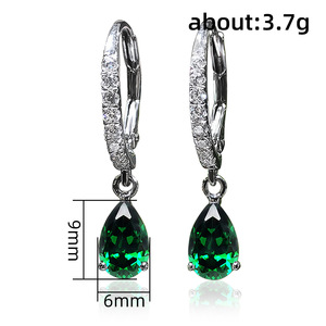 Boucles d'oreilles en zircon en forme de poire pour femmes, bijoux élégants de couleur platine, à la mode - Product Image 5