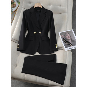 Women's Red Satin Suit Set Full Sleeve Office Lady Autumn Formal Wear - Product Image 3