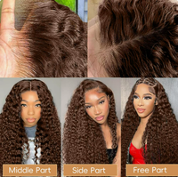Perruque 13x4 sans colle HD, cheveux humains brésiliens ondulés profonds, cuticules alignées, vierges, haute densité, vente en gros