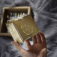 Boîte à bonbons de luxe française RTS en forme de tulipe avec estampage à chaud, 7*7*7cm, carrée, couleur or champagne, boîte à dragées de mariage, emballage cadeau, boîte vide
