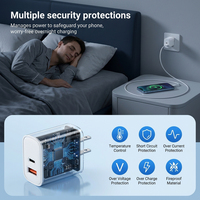 Pengisi Daya Dinding Dual Port PD20W QC18W, Adaptor Daya Pengisian Cepat USB A+Type C dengan Colokan US EU untuk Smartphone dan Tablet