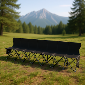 Banc pliant portable Db Wholesale 8 places avec dossier, chaise de camping d'extérieur en aluminium et tissu Oxford - Product Image 2