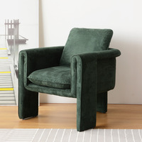 Chaises en velours tissu confortable bleu marine fauteuils de chambre à coucher de lecture pour le salon côté fauteuil moderne nordique