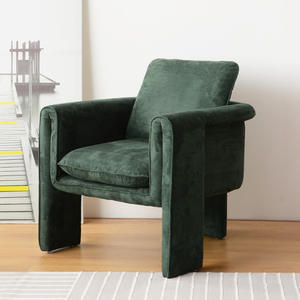 Chaises en velours tissu confortable bleu marine fauteuils de chambre à coucher de lecture pour le salon côté fauteuil moderne nordique - Product Image 6