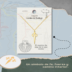 Ciondolo croce di Santiago in acciaio oro collana pregiata con disegno a croce resistente - Product Image 3
