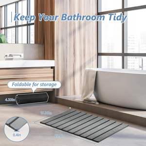 Grey Foldable Super Absorbent Shower <b>Floor</b> <b>Mat</b> Non Slip Quick Dry Diatomaceous Earth Stone Bath <b>Mat</b> for <b>Bathroom</b> Kitchen Bathub - Product Image 4