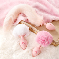 Jouets sexuels SM : Plug anal en forme de patte de chat avec silicone et laine artificielle, outil d'expansion anale pour l'entraînement