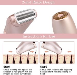 RSCW-2018 2-in-1 Electric <b>Razor</b> for Women Hair Remover for Face, Legs and Underarm Wet & Dry, with 2 Trimmer <b>Heads</b> - Product Image 2