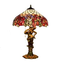 Lampe de table décorative de luxe rétro américaine en verre teinté, grande lampe de table pour chambre à coucher, salon, bureau