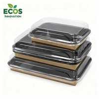 Boîte à bento en papier personnalisable et recyclable Ecos, plateau à sushi à emporter biodégradable, emballage en canne à sucre, boîte à sushi, boîte alimentaire
