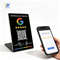 Signalétique NFC multilingue personnalisée en PVC avec code QR pour la collecte d'avis sur les réseaux sociaux commerciaux (étanche)
