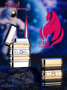 Lovisle Tech nuovo Design accendino a getto a prova di vento torcia a LED Flash in metallo accendisigari gonfiato butano <span class=keywords><strong>benzina</strong></span> ricaricabile - Product Image 5