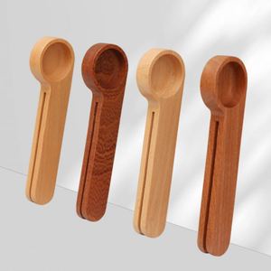 Factory Direct Eco-friendly Reusable Wooden Coffee & <b>Tea</b> Measuring Spoon <b>Set</b> with Bag Clip and Scoop Clip - Product Image 1