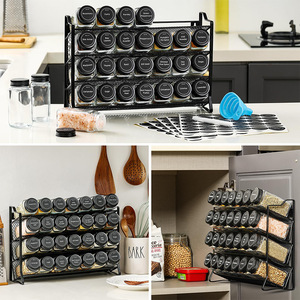 Étagère à épices à quatre niveaux en maille de fer, sans perçage, pour rangement sous armoire, organisateur de pots à épices pour comptoir de cuisine avec couvercles, compatible lave-vaisselle - Product Image 4