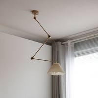Nouveau Lustre Suspendu Réglable de Style Nordique pour Hôtel, Design LED, Finition Or, Matériaux Cuivre/PVC, Hauteur Ajustable