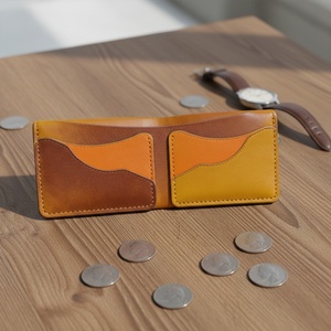 For Genuine Leather Vintage Short RFID Customized Stone Pattern Anti Theft Business ID <b>Wallet</b> Unisex Credit Card <b>Holder</b> - Product Image 2