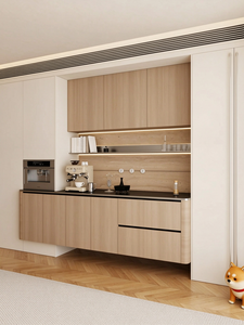 Mobiletto Portabottiglie in Legno Stile Crema |   <span class=keywords><strong>Bar</strong></span> d'acqua integrato, che crea un <span class=keywords><strong>angolo</strong></span> rilassante per la casa - Product Image 2