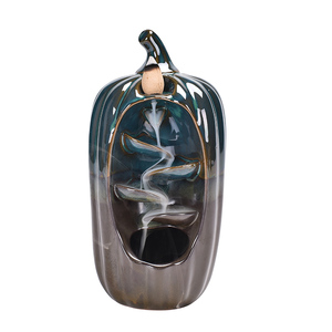 Humo bala reflujo incienso quemador de reflujo de sándalo incienso quemador esmalte negro de cerámica <span class=keywords><strong>incensarios</strong></span> - Product Image 1