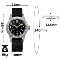 Montre automatique vintage de pilote, mouvement NH35A, lumineuse, étanche 200M, bracelet en nylon, montre de plongée, vente en gros par petites séries