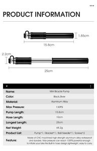 Fahrrad reifen Inflator 130psi Aluminium Hand Fahrrad pumpe Fahrrad pumpe Mini Portable - Product Image 5
