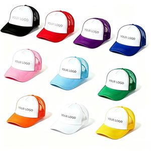 Custom Printed Your Logo Two Tone Mesh Trucker <b>Cap</b> <b>Plain</b> Blank Foam Front <b>Baseball</b> Mesh Hat Unisex Wholesale Custom Trucker Hat - Product Image 1