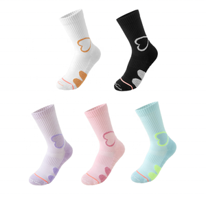 Custom Women's Compression Socks – Heart Seamless Technique Crew <b>Cushion</b> Athletic Sport Socks – Combed Cotton Colorful Spring - Product Image 1