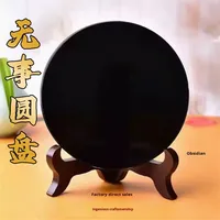 Miroir rond en obsidienne naturelle, décoration pour la maison, le bureau, le salon, la chambre à coucher, le balcon